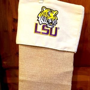 LSU Burlap Christmas Stocking